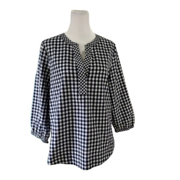 Vineyard Vines Mixed Gingham Tie Sleeve Blouse Size Small - Picture 3 of 9